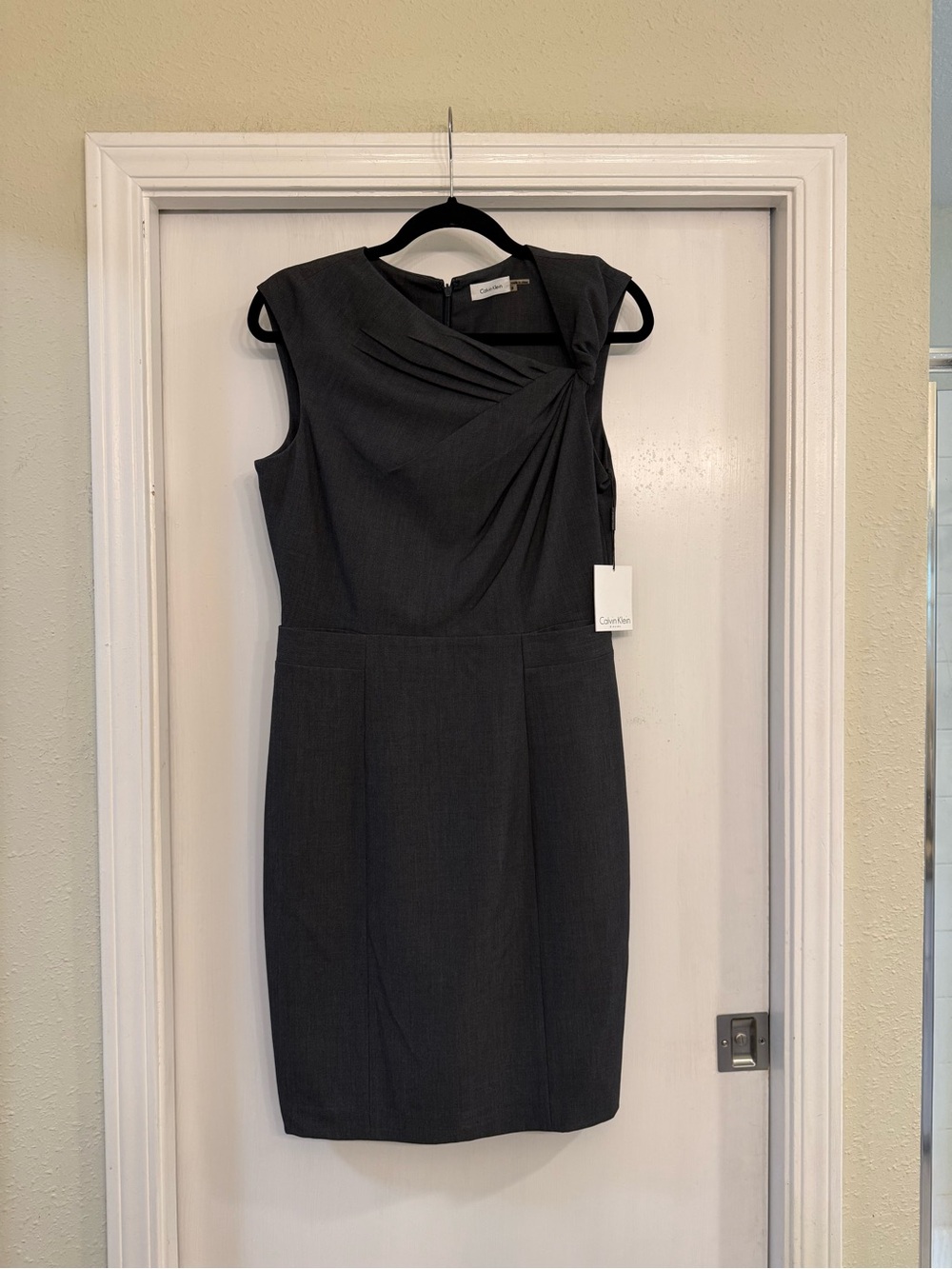 Calvin Klein Classic Sheath Dress with Pleated Neckline NWT